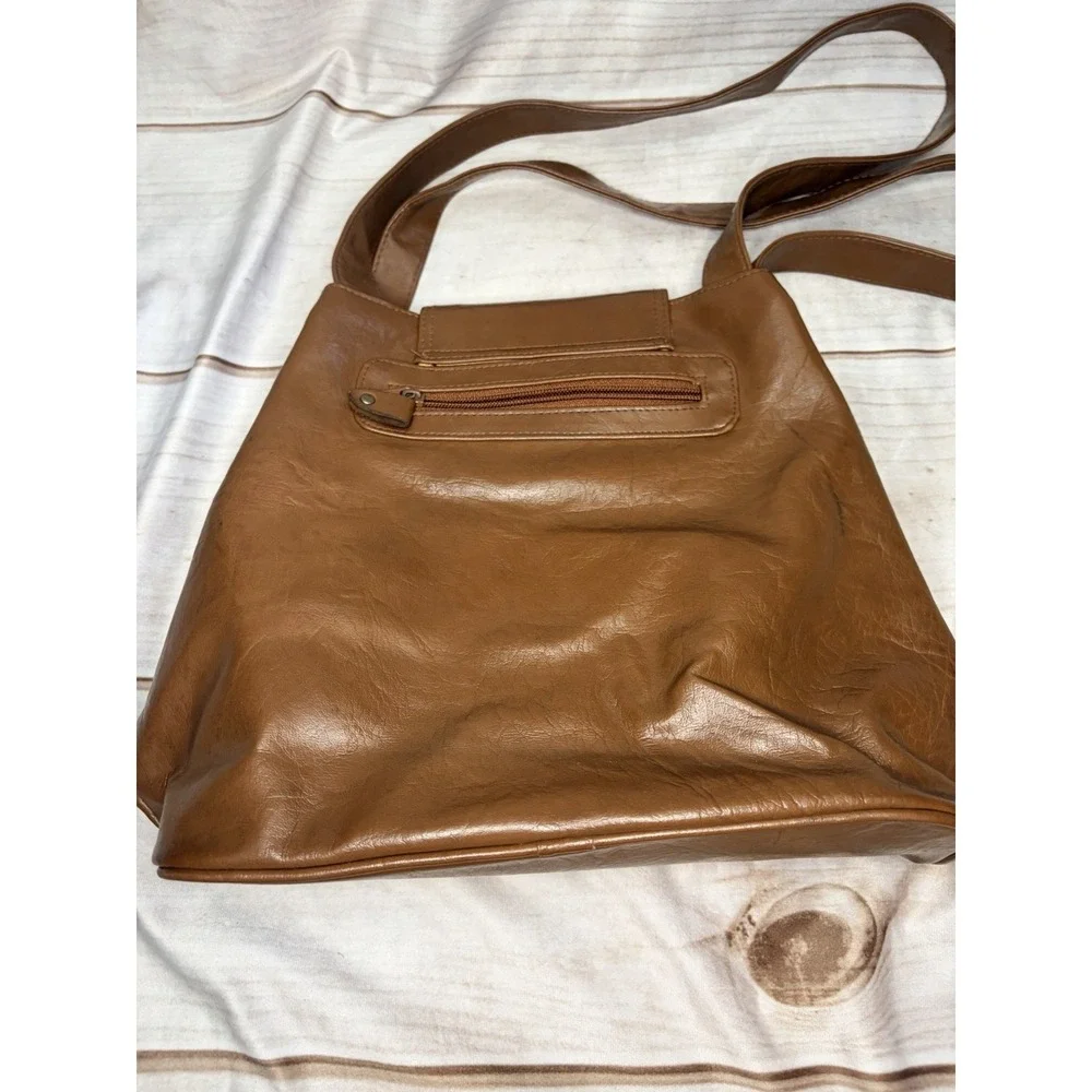 Vintage J.G. Hook Brown Shoulder Bag Multi Pocket Satchel Purse Cognac Tote‎